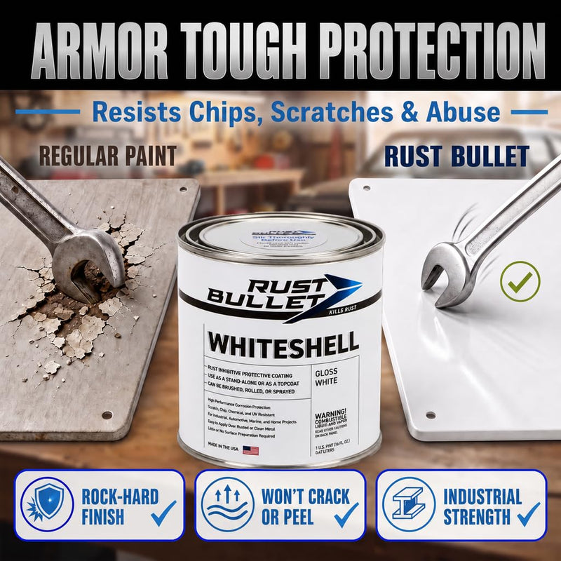 WhiteShell - Stop Rust, Corrosion Preventive Coating - Gloss White, 1Pt 16 Fl Oz (Pack of 1)