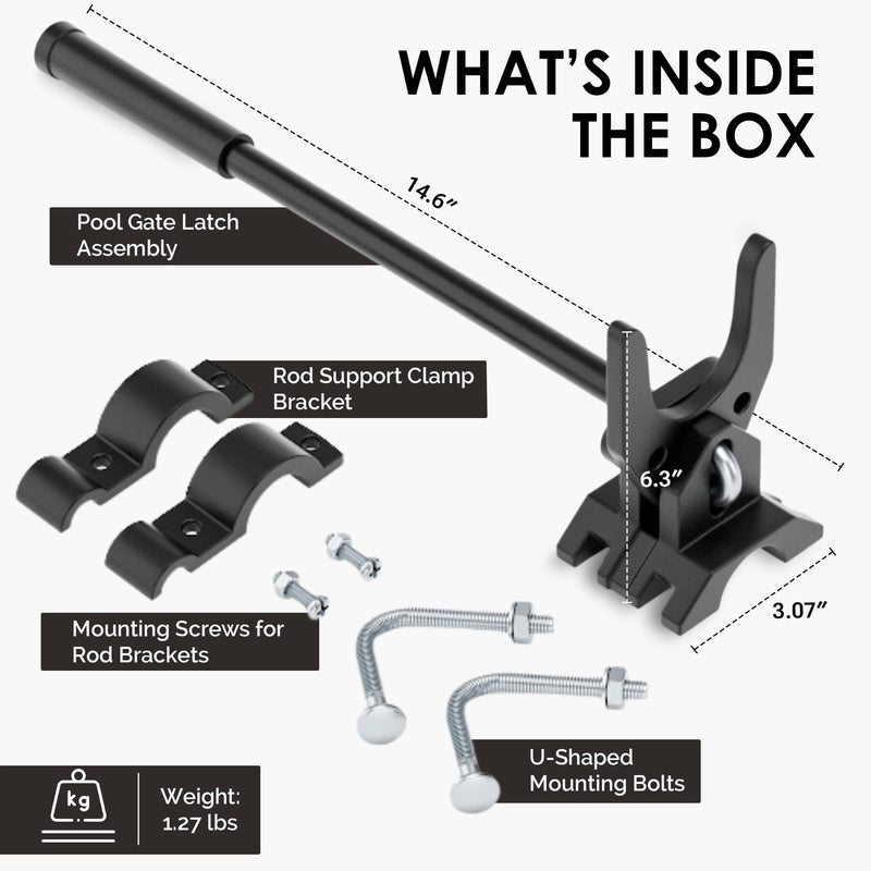 Chain Link Gate Latch – ONLY Fits 1-3/8" Gate Frame x 1-7/8" Gate Post – Pool Gate Latch, Pool Gate Lock, Child Proof Gate Latch, Child Proof Chain Link Gate Latch – (Not for 1-5/8" Gate Frame)