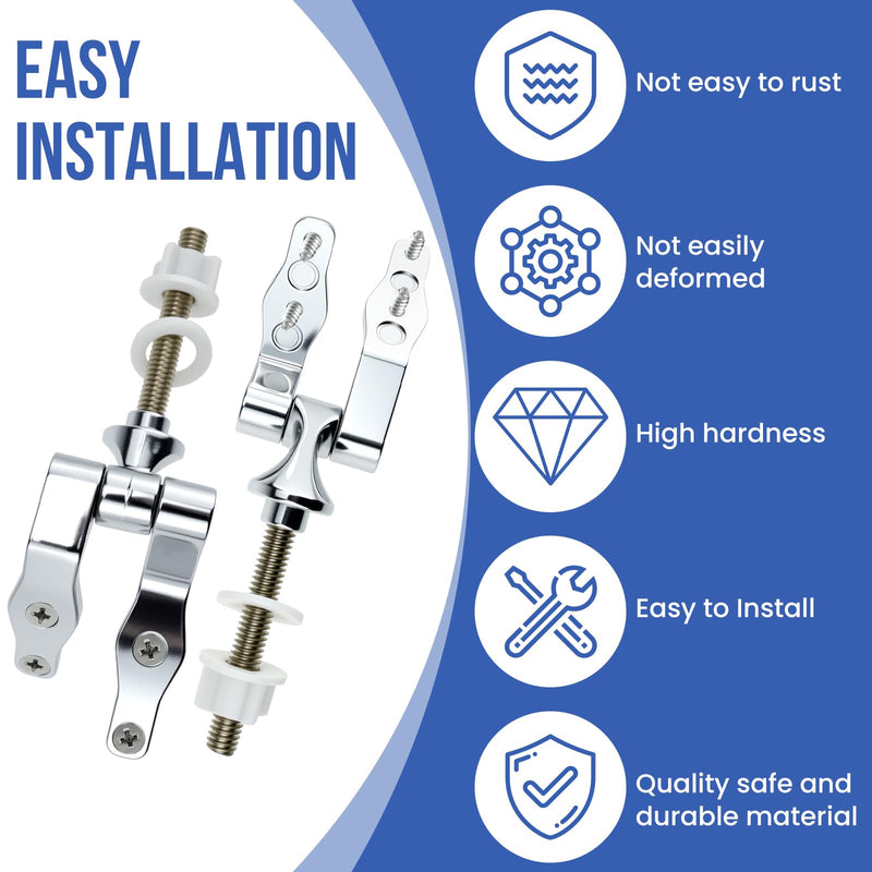 Toilet Seat Hinges | Zinc Alloy Toilet Seat Hinges Replacement Parts with Bolts Nuts & Bumpers | for Bathroom Hotel Public Use | Easy Installation Fittings 1 Set Hinges and Self-Adhesive Bumpers