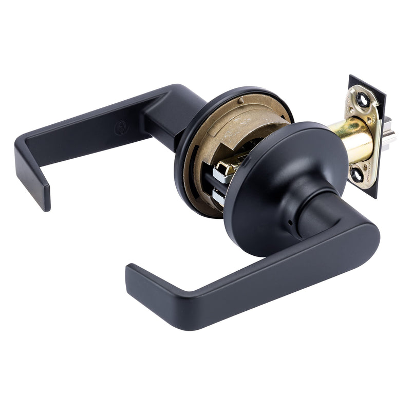 BRINKS Commercial - Light Duty Keyed Door Entry Storeroom Lever, Matte Black Finish - Meets ANSI Grade 2 Standards and is ADA Compliant 1 Pack Keyed Entry Storeroom Lever