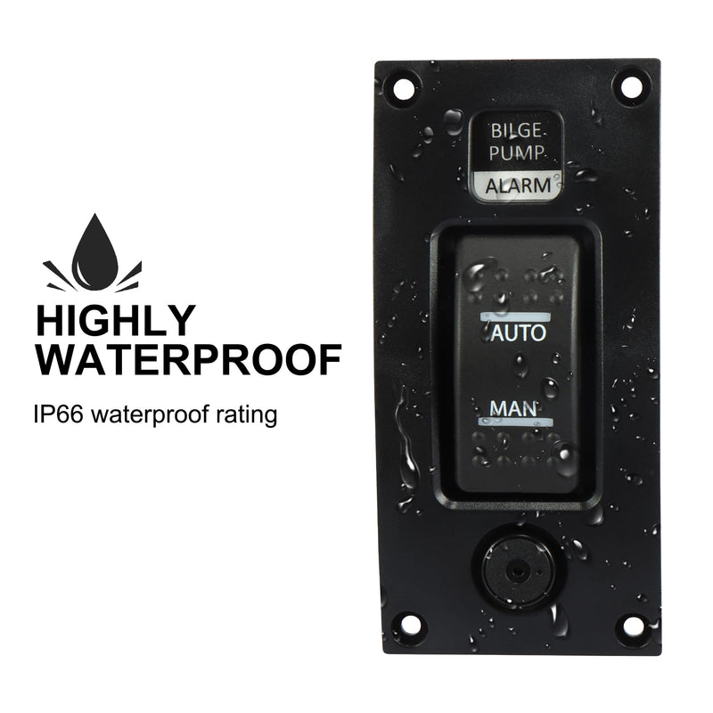 ASOOLL 12-24v Bilge Pump Alarm Control Panel,Bilge Pump Yacht Deck Cleaning Control Panel, Circuit Breaker Deck Cleaning Control Panel for Boat Yacht