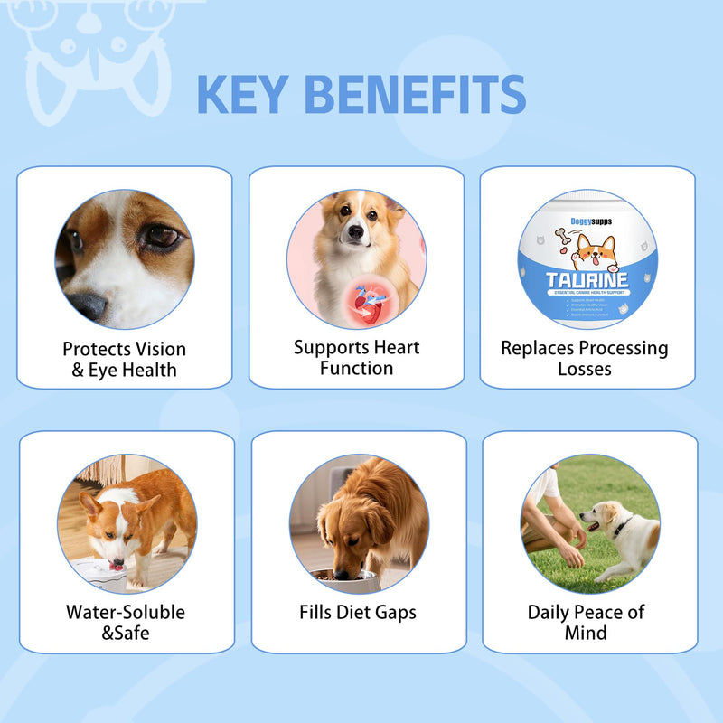 Doggy Supps Taurine - Taurine Supplement for Dogs - Immune Support, Boost Energy & Vitality, Skin & Coat Health for Heart, Vision & Daily Wellness - 200 Grams(1pc) 1pc
