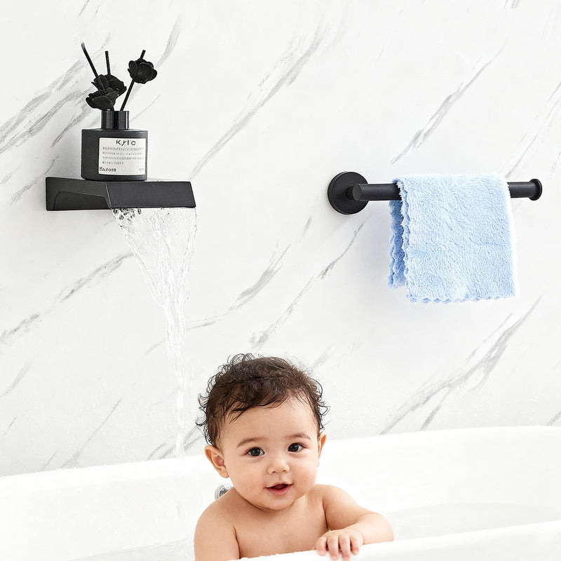 AITANI Wall Mount Waterfall Tub Spout, Bathtub Shower Faucet for Bathroom, High Flow Bathtub Cascade Waterfall Spout Fixtures Bathroom Bathtub Faucets, Matte Black Black 1