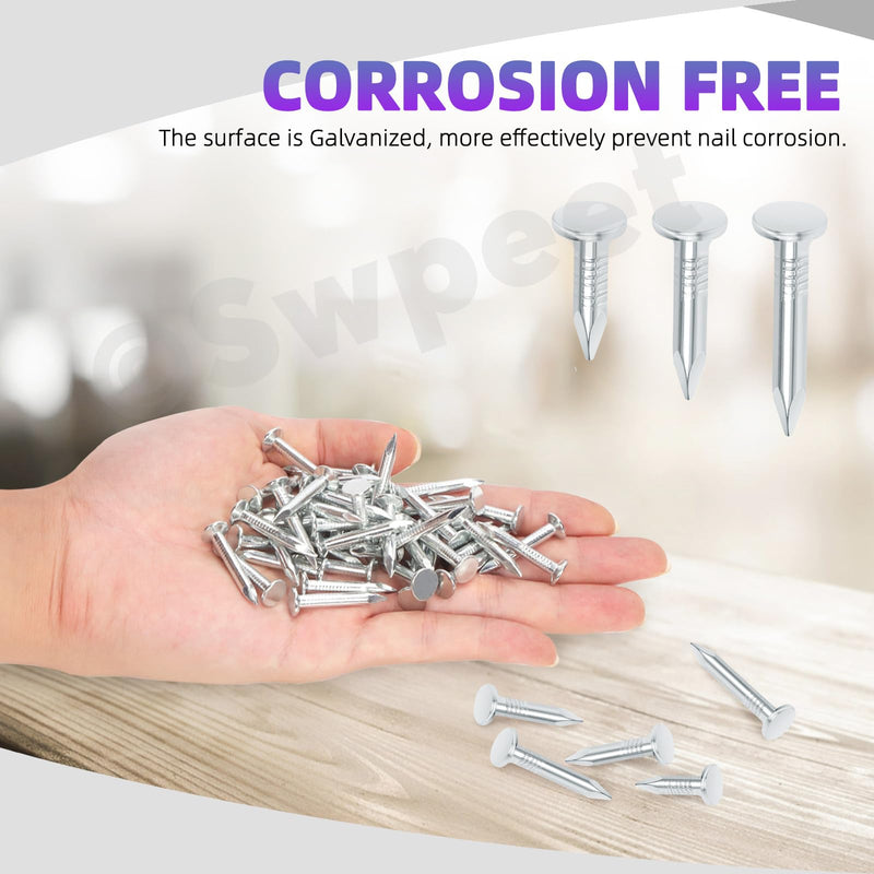 Swpeet 300Pcs 3/4 Inch High Quality Galvanized Roofing Felt Nails, Roofing Felt Nails Suit for Fasten Roofing Felt, Asphalt Shingles and Insulation Board
