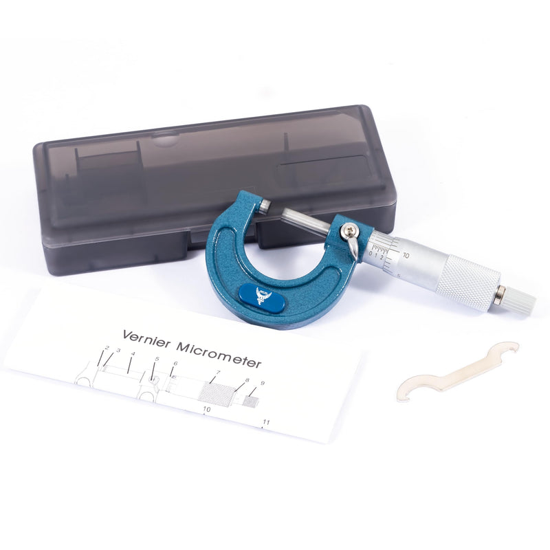 PEC Tools 0-1" Outside Micrometer | Industrial-Grade Precision, Hardened Steel, Ratchet Stop, Carbide-Tipped Measuring Faces, For Machining & Engineering 0-1“