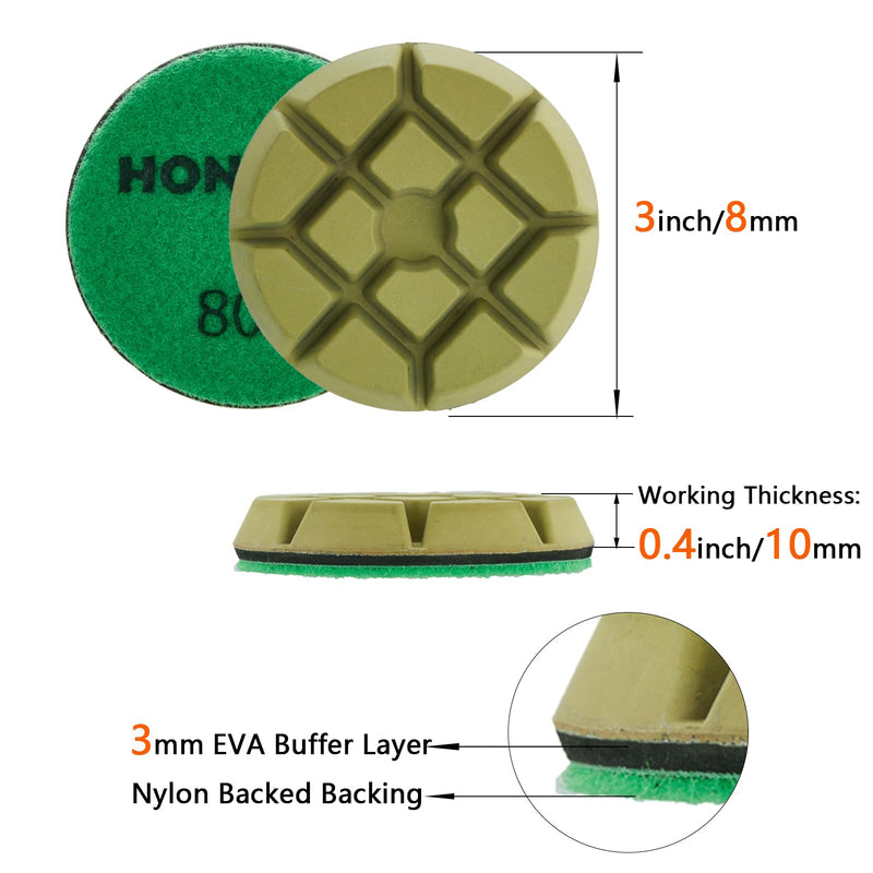 3 inch *10mm Diamond Floor Polishing Pucks,Grit 800 Set of 3, Concrete Sanding Disc,for Cement Rerrazzo Marble Granite Floor, Grit 800… 800 Grit