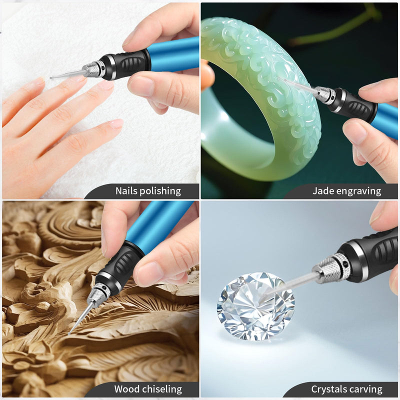 Engraving Pen for All Materials, Ultimate Cordless Portable Tool for Artists & DIYers, Portable Rotary Engraver Machine for Jewelry Wood Glass Stone Carving - Engrave 60+ Surfaces (Deep Blue) Deep Blue