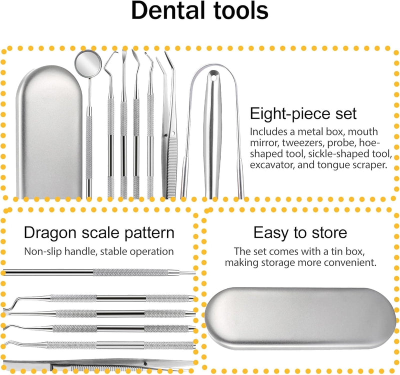 Tartar Remover Teeth Cleaning Set, 6 Dental Care Set, Dental Teeth Cleaning Kit, with Dental Probe Dental Mirror Tooth Cleaner - Teeth Cleaning Between Spaces Remove Tartar Yourself - NewNest Australia
