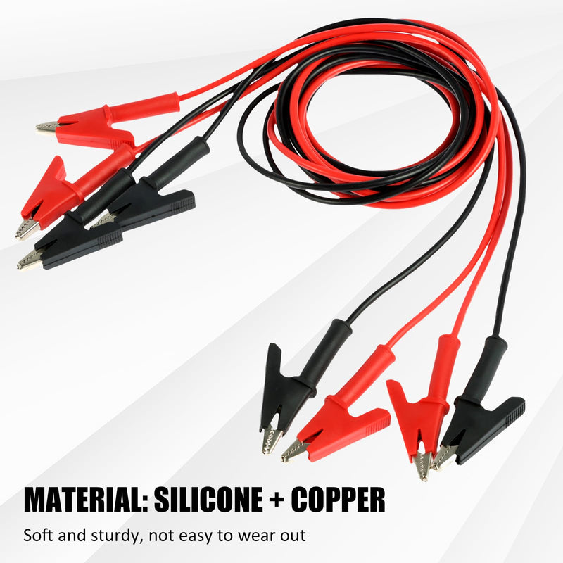 8PCS Silicone Alligator Clips 3.3 Ft, 14 Gauge 1500V 15A Jumper Wires Alligator Clips Dual Ended 39"/ 1m Test Leads Set, Test Flexible Wire Cable with Protective Insulator Clamps 8PCS Red Black
