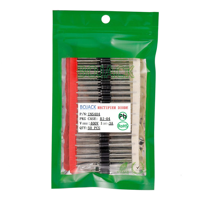 BOJACK 1N5404 Rectifier Diode 3 A 400 V DO-201AD Axial 5404 3 amp 400 volt Electronic Silicon Diodes (Pack of 50)