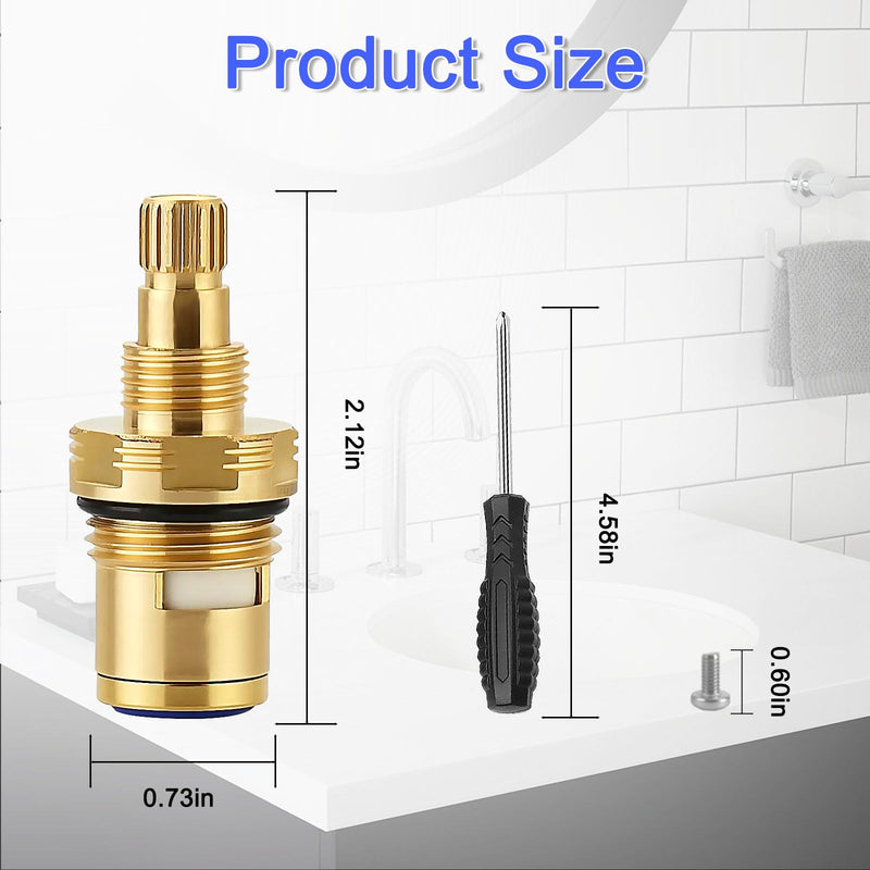 Faucet Cartridge for Kingston Brass KSRPL3200CC Cold & KSRPL3200HC Hot, Compatible with CC Basin Faucet Cold Ceramic Cartridge & Hot Ceramic Cartridge, 2-1/8" Red+Blue