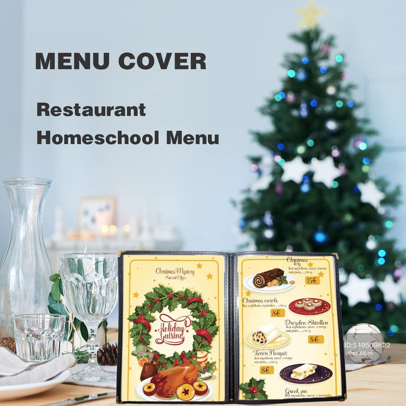 2PCS Menu Covers 8.5" x 11" Restaurant Menu Holder 4 Page 8 View Transparent Menu Sleeve,Fits A4 Size Paper for Restaurant Menu Home Project Office Daily Paper Chores and etc 2
