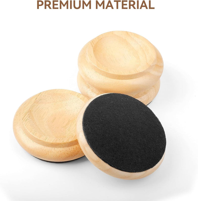 4 Pcs Solid Wood Upright Piano Caster Cups,Furniture Caster Cups,HilerPunk Sofas Beds Chairs Wheel Caster Cups Pads,with Non-Slip & Anti-Noise Felt Pads,for Hardwood Floor Protectors-Natural Wood HL-11
