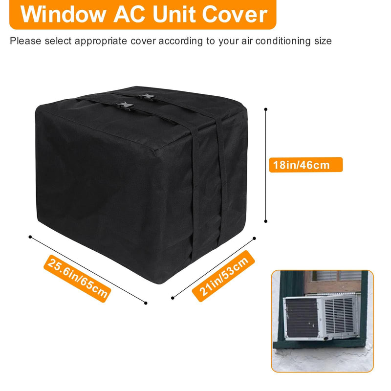 Demao AC Covers for Outside, Air Conditioner Cover for Outside Window AC Unit Cover, 600D Oxford Heavy Duty Waterproof Dustproof Window AC Cover(25.6Wx21Dx18H) 25.6Wx21Dx18H
