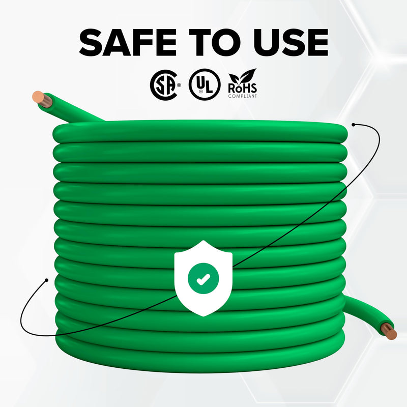 THE CIMPLE CO 10 Foot - 10 AWG Solid Copper Wire - 10 Gauge Green Ground Wire - 10 AWG THHN Wire - 10 FT Insulated Grounding Wire - THHN/THWN Solid Wire - Industrial Wire - 10 Feet (3 Meters), Green 10 Feet (3 Meter)