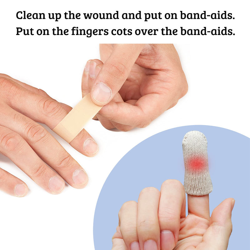 MIG4U 10 Pcs Cotton Finger Cots, Reusable Finger Protectors for Cuts Wounds, Arthritis, Eczema, Bruises, Calluses, Cracking Thumbs Healing, Fingernail Caps/Stall/Cushion/Cover (Not 10 Pairs) S/M