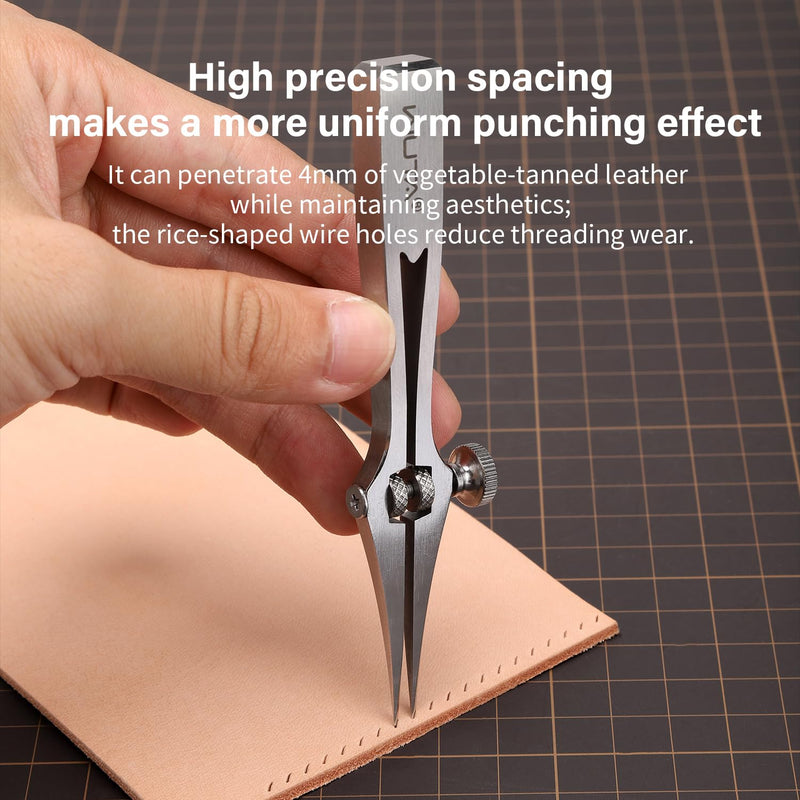 WUTA Leather Chisel All-Polished Pricking Iron Adjustable 2-6mm French Style Puncher Punching Tool (Adjustable 2 Teeth) 2 teeth [adjustable]