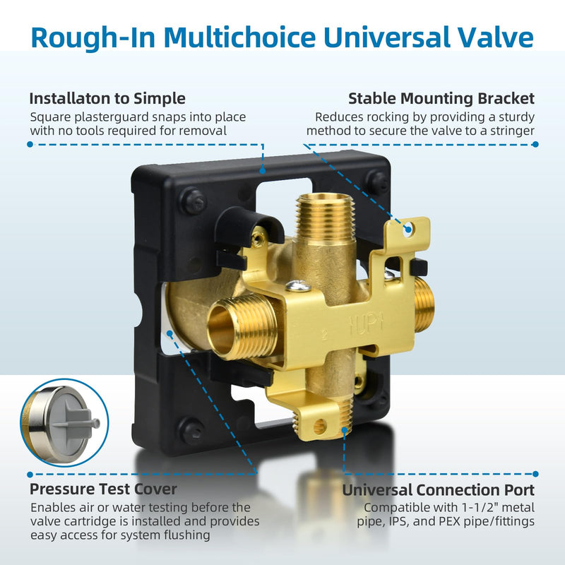 R10000-UNBX Shower Valve Replacement Delta MultiChoice Universal Shower Valve Body for Tub Faucet and ShowerHead, Fits Single/Dual Function Shower Handle Trim Kits, Without Screwdriver Stops R10000 UNBX