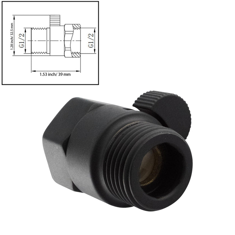 Water Flow Control Valve, G1/2" Brass Shower Flow Shut Off Valve, Simple Water Volume Adjust Valve, Water Pressure Regulator for Hand Held Shower, Matte Black