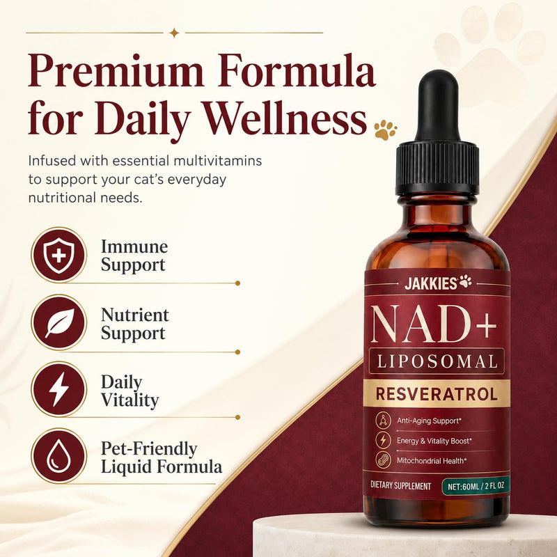 Jakkies NAD+ Liquid Drops for Cats, Boosts Immunity & Vitality