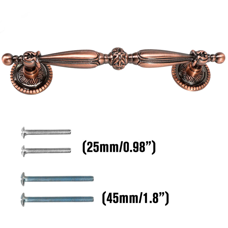 5 Packs of 5'' Bronze Vintage Cabinet Handles – Antique Copper Drawer Pulls, Euro Style Dresser Pull for Kitchen Furniture, Bedroom & Bathroom Hardware, 5''/128mm Hole Centers, 6.5 Inch Overall Length
