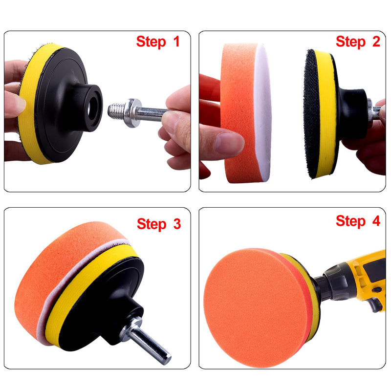SIQUK 23 Pieces 7 Inch Buffing Pads Car Polisher Bonnets Foam Polishing Pad Kit Wax Buffer Polish Pads Car Buffer Attachment for Drill