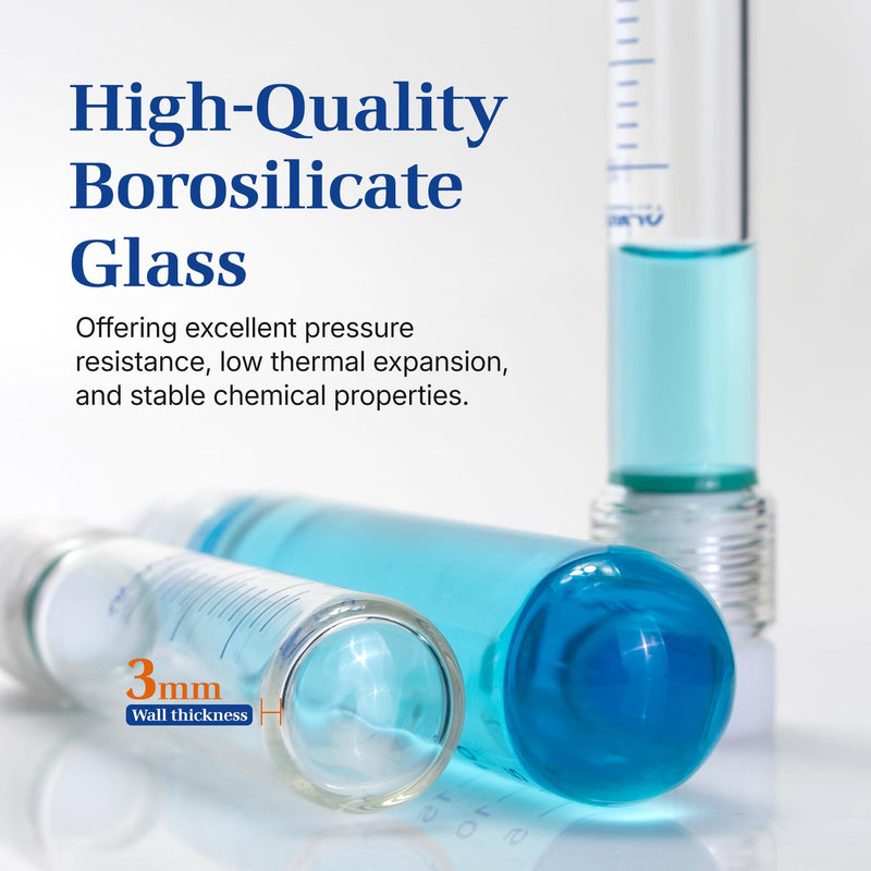 ALWSCI 75ml 3.3 Borosilicate Pressure Vessel with PTFE Seal Plug for Lab | Heavy Wall Cylindrical, 40*170mm, Leak-proof, Excellent Thermal Stability, Withstand pressure: 87psi 2.5 Ounces