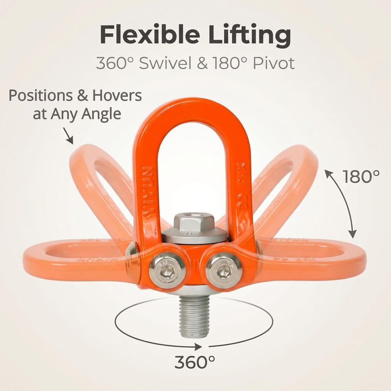 2 Pack Swivel Hoist Rings M16 x 24 WLL 2.0T, Positions & Hovers at Any Angle, 360° Swivel Eye Bolt with 4:1 Safety Factor, 180° Load Range, Corrosion Resistant Alloy Steel Heavy Duty Lifting Fitting