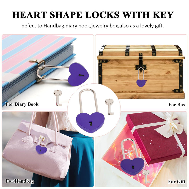 Love Lock,20pcs 3.5" 50mm Matte Purple Heart Sharped Padlock for Bridge Love Wedding Anniversary Travel Gift(with Key) 20PCS