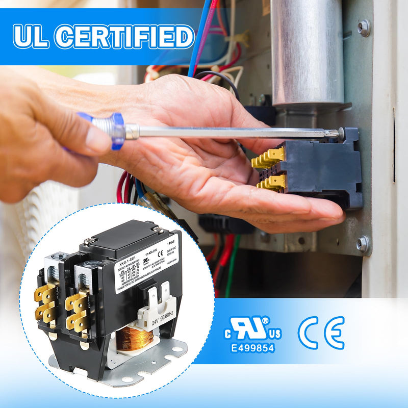 Carrier HVAC Motor Contactor, 1 Pole 24V Coil 40 Amp AC Contactor Furnace Replacement Relays, AC Definite Purpose Relays, Air Conditioner Condenser Compressor