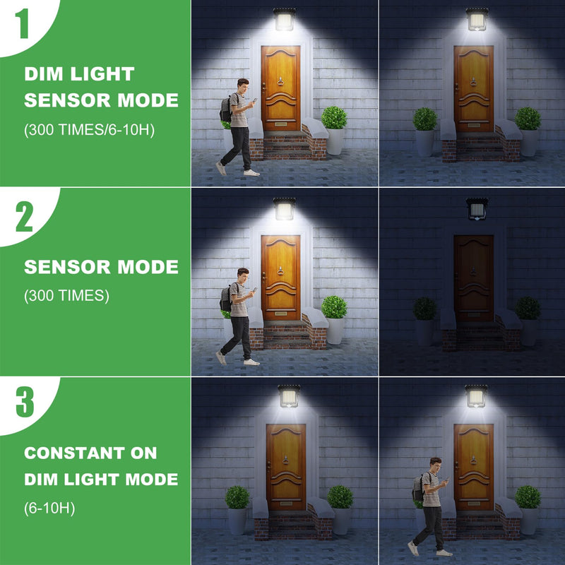Tryme 118Leds Solar Lights Outdoor Clip Motion Sensor Lights Security Light 3 Modes, 3 Color Temperature, Solar Powered, USB Charging (2 Pack)