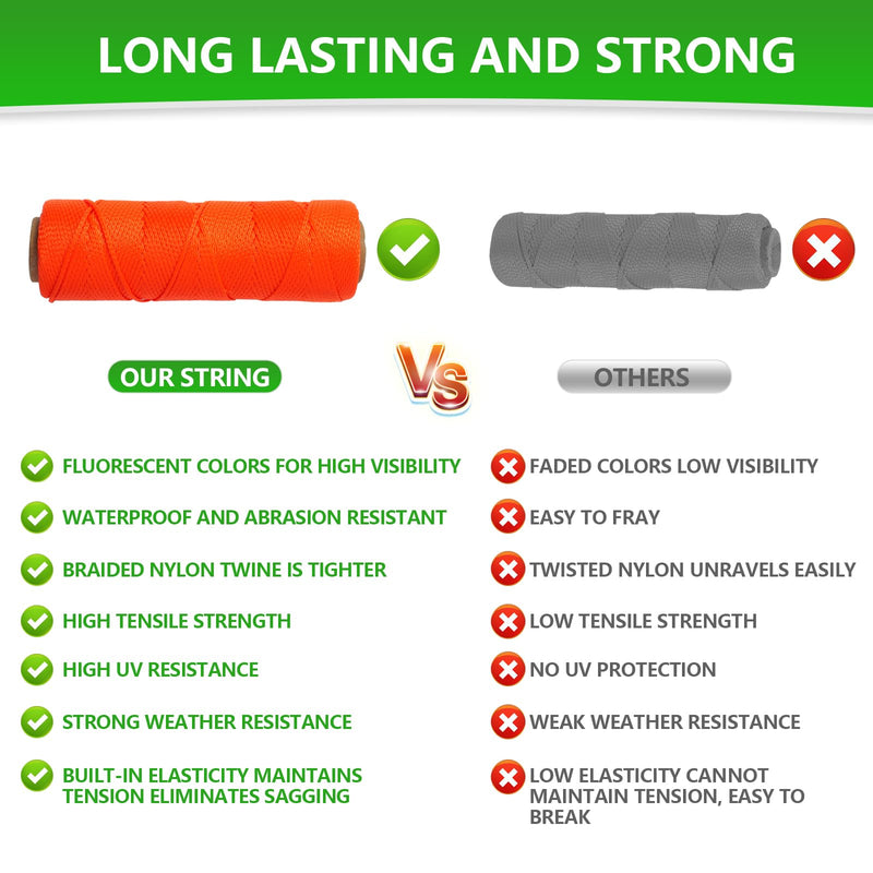 Mason Line Nylon String Line, 250Ft #18 Braided Twine String for Gardening, Garden Tomato String Twine, Premium Construction String Line Level for Masonry Tools, Outdoor Kite String