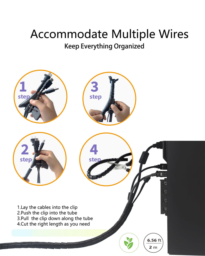 6 Pack Desk Grommet 50mm (1.97 inch) Bi-Metal Hole Saw Kit with Cord Wrap Coiled Tube Management,2 m Cable Sleeve Organizer with Table Hole Cover