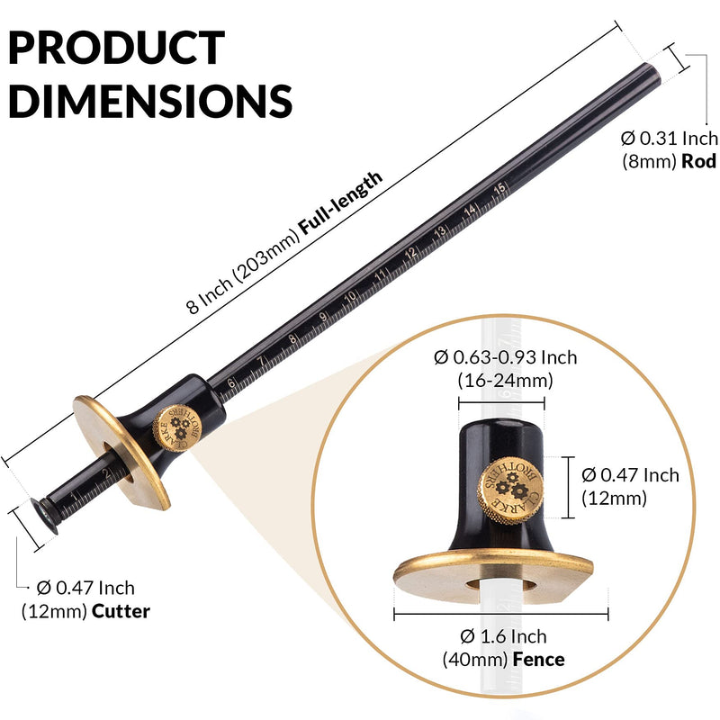 Clarke Brothers Wheel Marking Gauge - Woodworking Marking Scriber Kit With 2 Replacement Cutters - Wood Marking Tools With Graduated Inch & MM Scale - Wood Scribe Tool For Carpenter