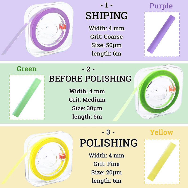 Dental Polishing Strips, Tooth File, Teeth Sanding Grinding Tool, 3 Rolls