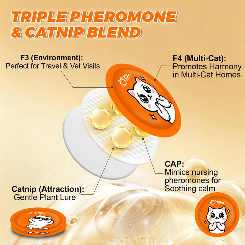 PAW PLANET Cat Pheromones Calming Patches to Promote Relaxation, Multi-cat Social Comfort & Interaction, Daily Home Use & No Plug-in Needed, Ideal for Travel & Support, 12 Count (Orange) Orange