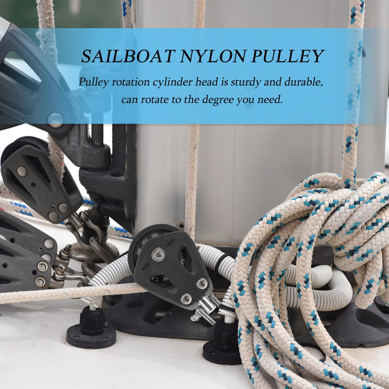 ULTECHNOVO Stainless Steel Nylon Marine Pulley,Pulley Block Rope Rope Runner Kayak Pulley Single Pulley Bearing Block Rope Black