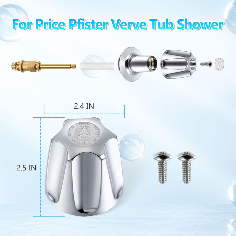 Enhon Faucet Handles, 2 Piece Hot and Cold Faucet Knobs Compatible with Price Pfister Verve Tub Shower, Include 2 Faucet Handles and 2 Screws for Remodeling Trim (Chrome) Chrome