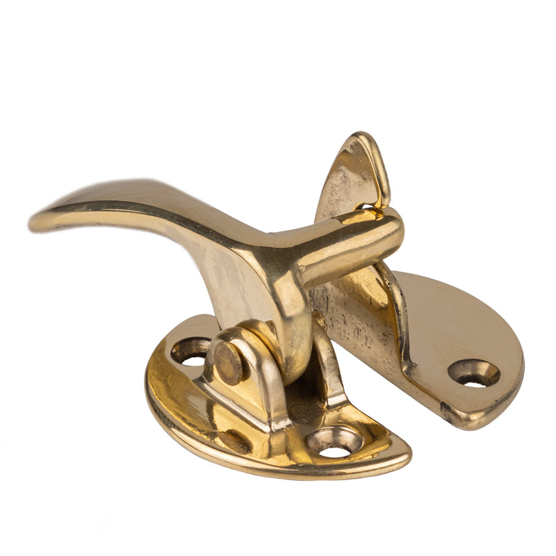 Brass Flush Right Cabinet Door Lever Latch and Catch | Antique Cabinet, Vintage Cupboard, Old Desk Reproduction Hardware | UA-116-HLPB Brass
