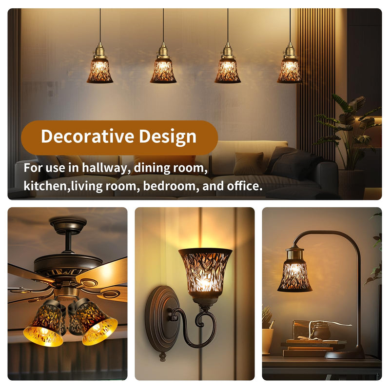 Pendant Light Shades, 4 Pack Ceiling Fan Light Shade Replacements with 1-5/8" Fitter, ALUCSET 4.72" Height and 4-3/4" Diameter, Metal Bell Shaped Cover for Chandelier Pendant Light Wall Sconces Starfish 4 Packs