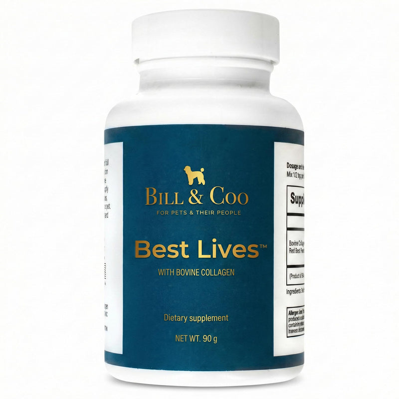 BILL & COO Best Lives Fiber Supplement with Bovine Collagen Peptides & Beetroot Powder for Dogs - Promotes Digestive, Heart and Liver Support - Dog Joints Supplement Formula - 90g