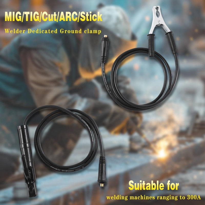 MMA/ARC Welding Electrode Holder Lead Welding Ground Clamp 1.5m ARC MMA With Welding Cables, Din 10-25 Connector