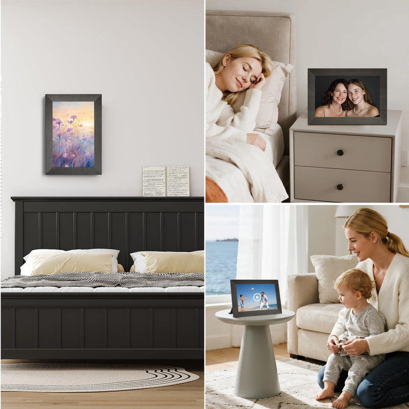 10.1 Inch Smart Digital Picture Frame with Wi-Fi 6, 32GB Storage, IPS Touch Screen, Auto-Rotation, Music Sync, Weather & Clock - Ideal Gift for Families 10" Black