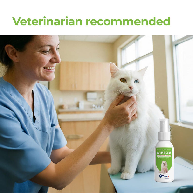 Cat Wound Care Spray Feline Healing Aid, Skin Repair for Cuts, Sores & Abrasions | Itch Relief for Irritated Cat Skin | Hot Spot & Allergy Support | Safe & Non-Toxic | 3.38 fl oz