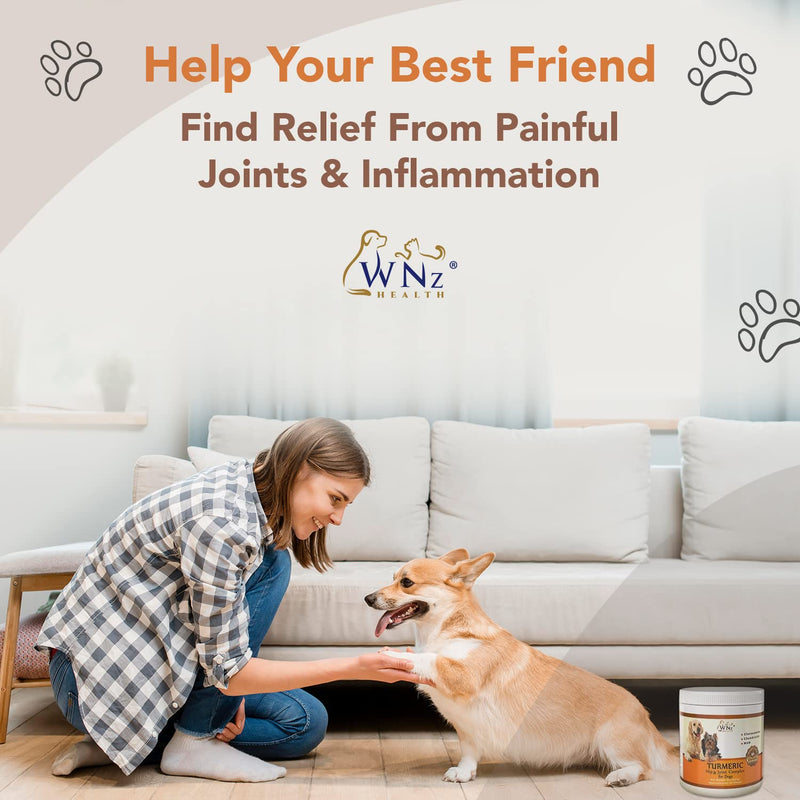Turmeric Hip and Joint Chews for Dogs, Dog Chews for Mobility Support, Cartilage Health & Dog Joint Pain Relief, Anti-Inflammatory MSM, Glucosamine and Chondroitin for Dogs, 90 Chews, 8 Oz - PawsPlanet Australia