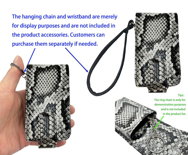 AgentMoon Luxury Handheld Lipstick Pouch with Mirror,Genuine Leather Lip Balm Case with Clamshell Magnetic Hidden Clasp,Exquisite Travel Makeup Lipstick Case. (Snake Skin Pattern) 10 - Snake Skin Pattern