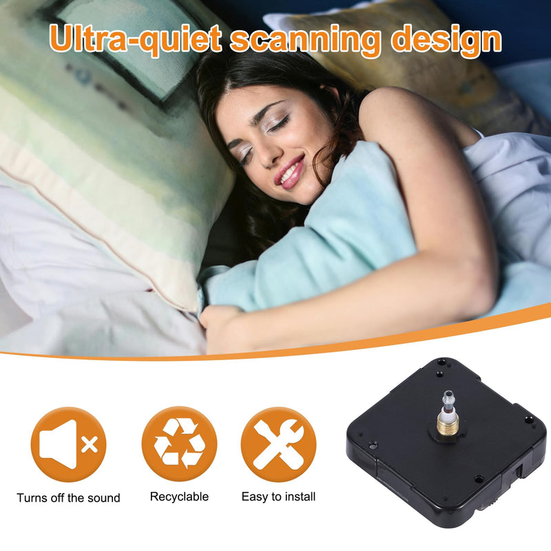 Quartz Clock 12888 Movement Replacement, Black Wall Clock Mechanism Replacement Clock Motor Battery Operated Wall Clock Repair Parts Kit for Wall Clock Without Second Hand & DIY