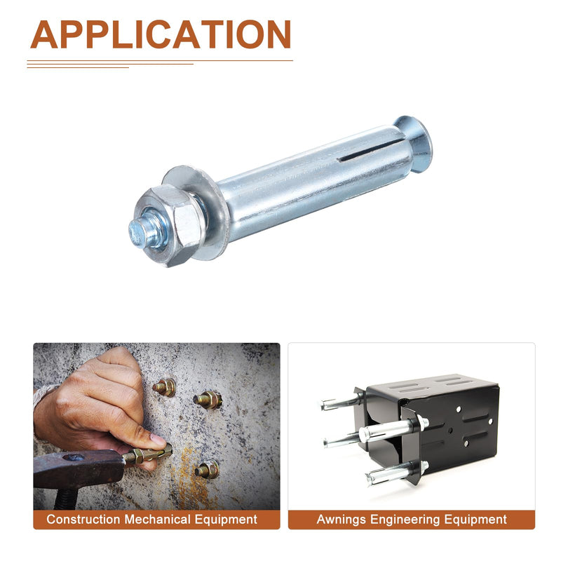 5/16" x 2-1/2" Hex Nut Sleeve Anchors - 15Pack - Good for Concrete Dry Brick Block Walls - Carbon Steel - Silver 15 5/16" x 2-1/2"