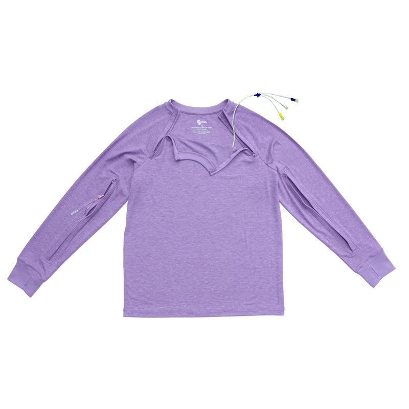 Adult Raglan and Sleeve Zip Access LS Tee Small Lilac