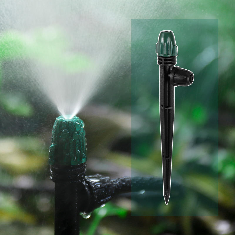 25PC Anti-Drop Drip Irrigation Spray,Lock Barbed Design Misting Drippers for 1/4" Irrigation Tubing,Adjustable 360 Degree Micro Spray on 6.3" Stake for Garden Watering System (25pc-Adjustable Emitter) 25pc-Adjustable Emitter